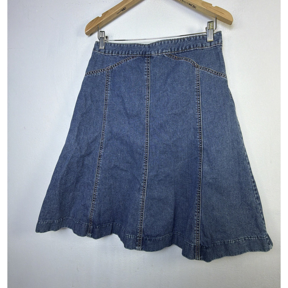 Gap Denim Blue Jean Sz 4 Pockets Belt Women’s Prairie Yellowstone Skirt bohemian - Picture 6 of 10